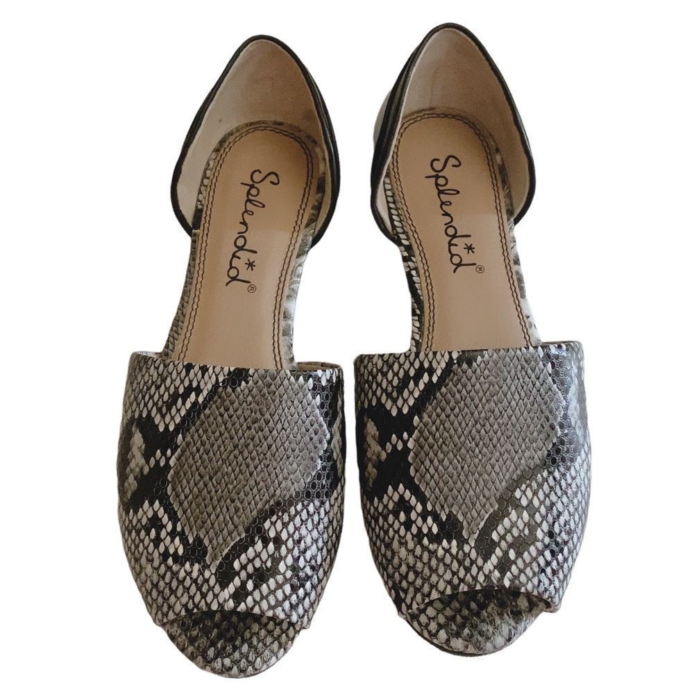 Splendid Snakeskin Black Gray White Sandals Sz 7.5 M
